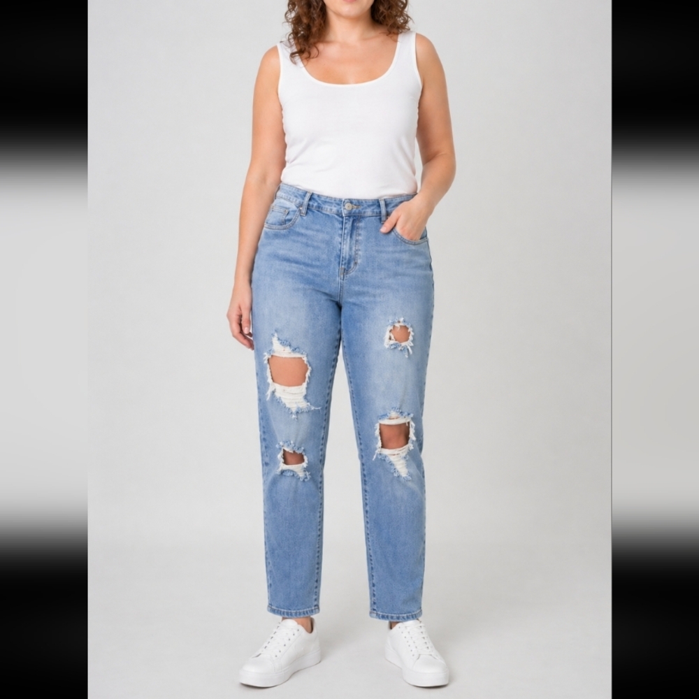 B.P. Distressed Shredded Torn Ripped Jeans 27